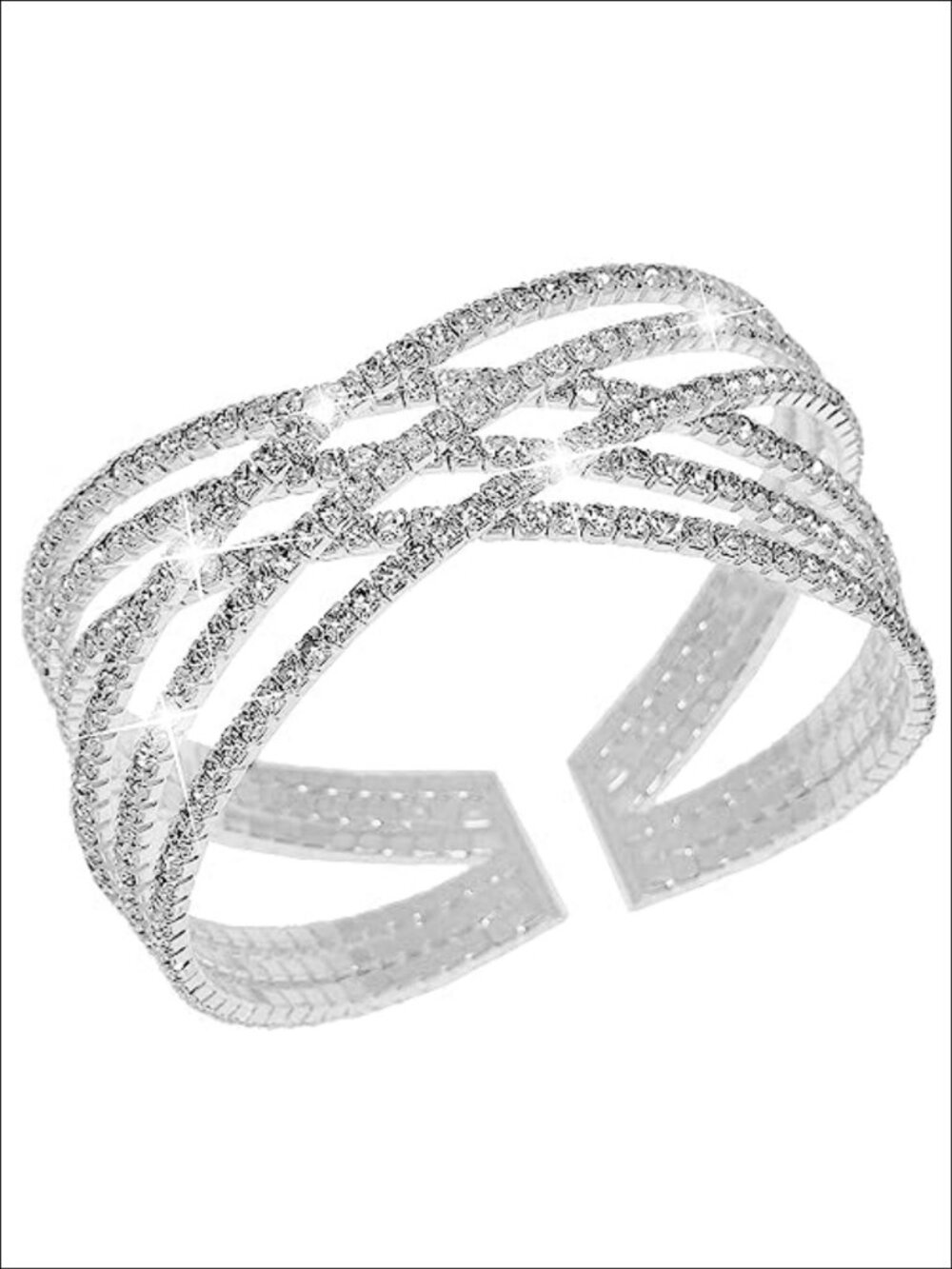Rhinestone Cuff Bracelet Multilayer Crystal Adjustable Wrist